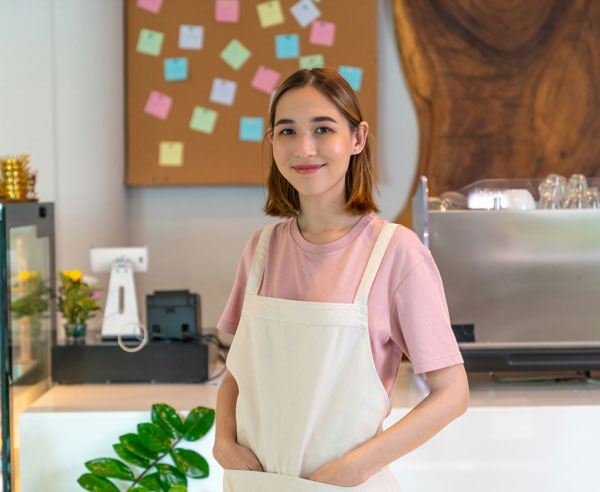 woman managing business